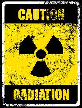 Caution Radiation Sign and Grunge Texture