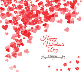 Happy Valentine's day card hearts light background