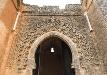 The gate of Chellah which is the world heritage in Rabat with bl