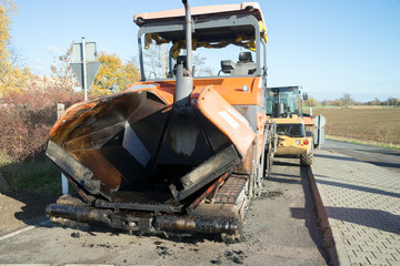 construction site / Construction site with a Paving machine