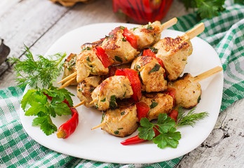 Chicken shish kebab with paprika.