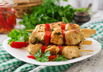 Chicken shish kebab with paprika.