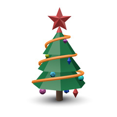 Obraz premium Spruce tree 3D isolated on white background. Vector illustration.