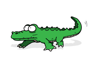 Alligator/Crocodile, a hand drawn vector illustration of an alligator/crocodile, isolated on a simple shadow backdrop (editable).