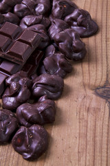 chocolate on wooden background