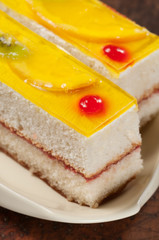 Angel cake with fruit