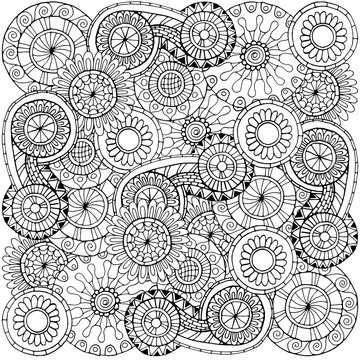 Pattern with flowers. Ornate zentangle texture with abstract flowers. Pattern can be used for wallpaper, pattern fills, web page background, surface textures.