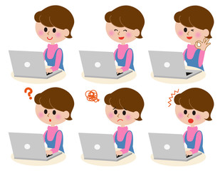 パソコン　女性　バリエーション