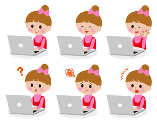 パソコン　女の子　バリエーション