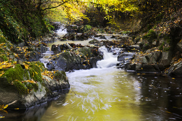 Obraz premium Soanan river in autumn season, Beaujolais, France
