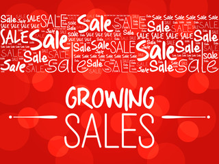 Growing Sales word cloud background, business concept