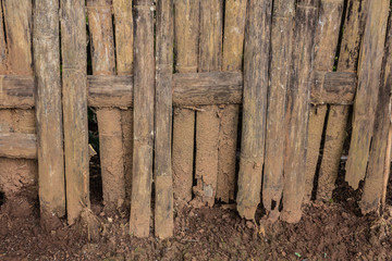 Old bamboo fence in rural area