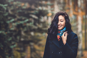 Woman having fun messing her long hair