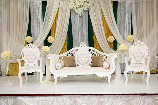 Green And Gold Wedding Stage