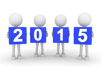 White 3d people presenting year 2015