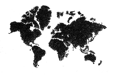World map made of soil or gravel , isolated on white back ground © prapholl