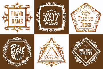 Monogram logo template with flourishes calligraphic elegant orna