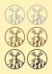 Set of logos with windmills