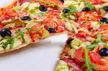 Italian pizza with cheese and olives