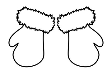 Christmas mittens silhouette, winter cartoon gloves design, icon, symbol. Winter vector illustration isolated on white background.