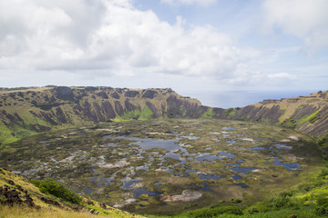 Volcano Rano Kau on Rapa Nui, Easter Island