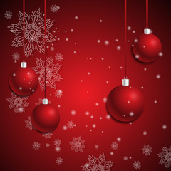 Abstract background with red christmas balls. Vector illustratio