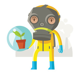 hombre con traje protector de la contaminación