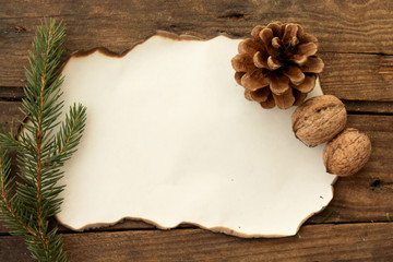 Christmas background with paper - copy space for text