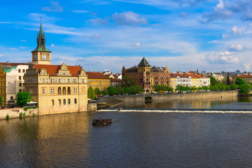 Fototapeta na wymiar View of the Vltava river and Old Town in Prague. Czech Republic