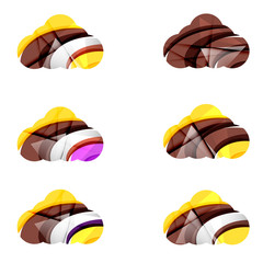 Set of abstract cloud computing icons, business logotype concepts, clean modern geometric design