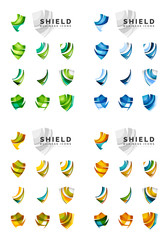 Set of company logotype branding designs, shield protection concept icons