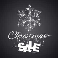 Fototapeta na wymiar Christmas Snowflakes Sale discount black background