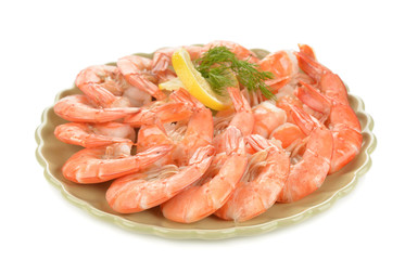 Boiled shrimp with lemon