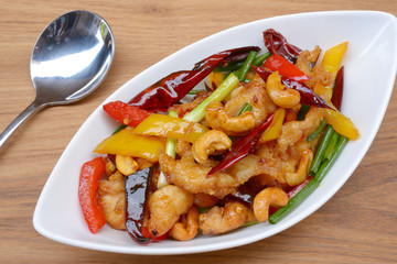Thai food,stir fired chicken with cashew nuts