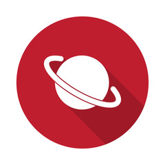 Flat Jupiter Icon icon with long shadow on red circle