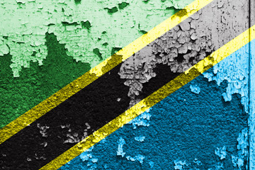 Tanzania Flag painted on grunge wall 