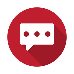 Flat Message icon with long shadow on red circle