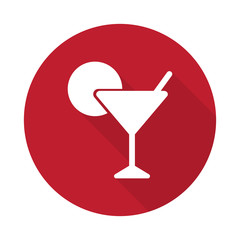 Flat Cocktail icon with long shadow on red circle