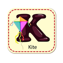 Illustration of isolated alphabet K for kite