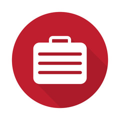 Obraz premium Flat Travel Case icon with long shadow on red circle