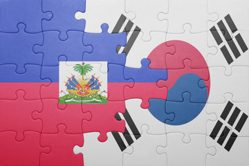 puzzle with the national flag of haiti and south korea