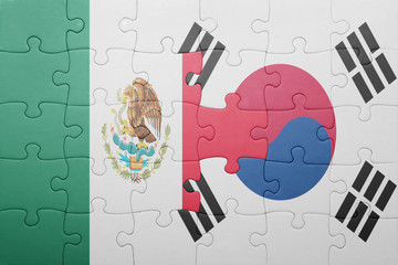 puzzle with the national flag of mexico and south korea