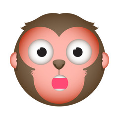 Flat monkey surprise emoticon. Isolated vector illustration on w