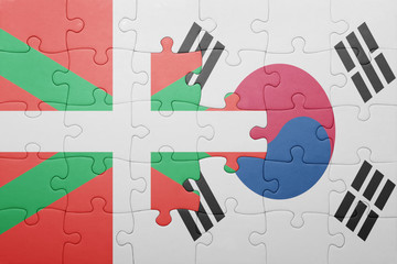 puzzle with the national flag of basque country and south korea