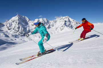 ortles ski arena - skiing in winter wonderland - obrazy, fototapety, plakaty