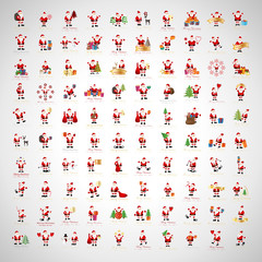 Santa Claus Icons And Christmas Elements Set - Vector Illustration, Graphic Design. For Web, Websites, Print, Presentation Templates, Mobile Applications And Promotional Materials