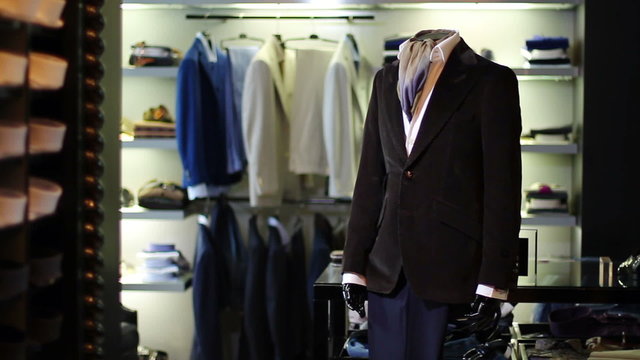 Interior of men's clothing store.