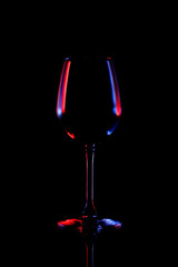 Wine glass object in low key style on black background