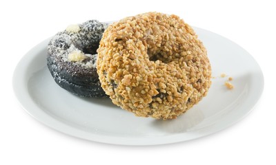 Chocolate Donut and Peanuts Donut on White Background