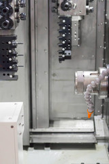 CNC lathe machine center in tool manufacture workshop